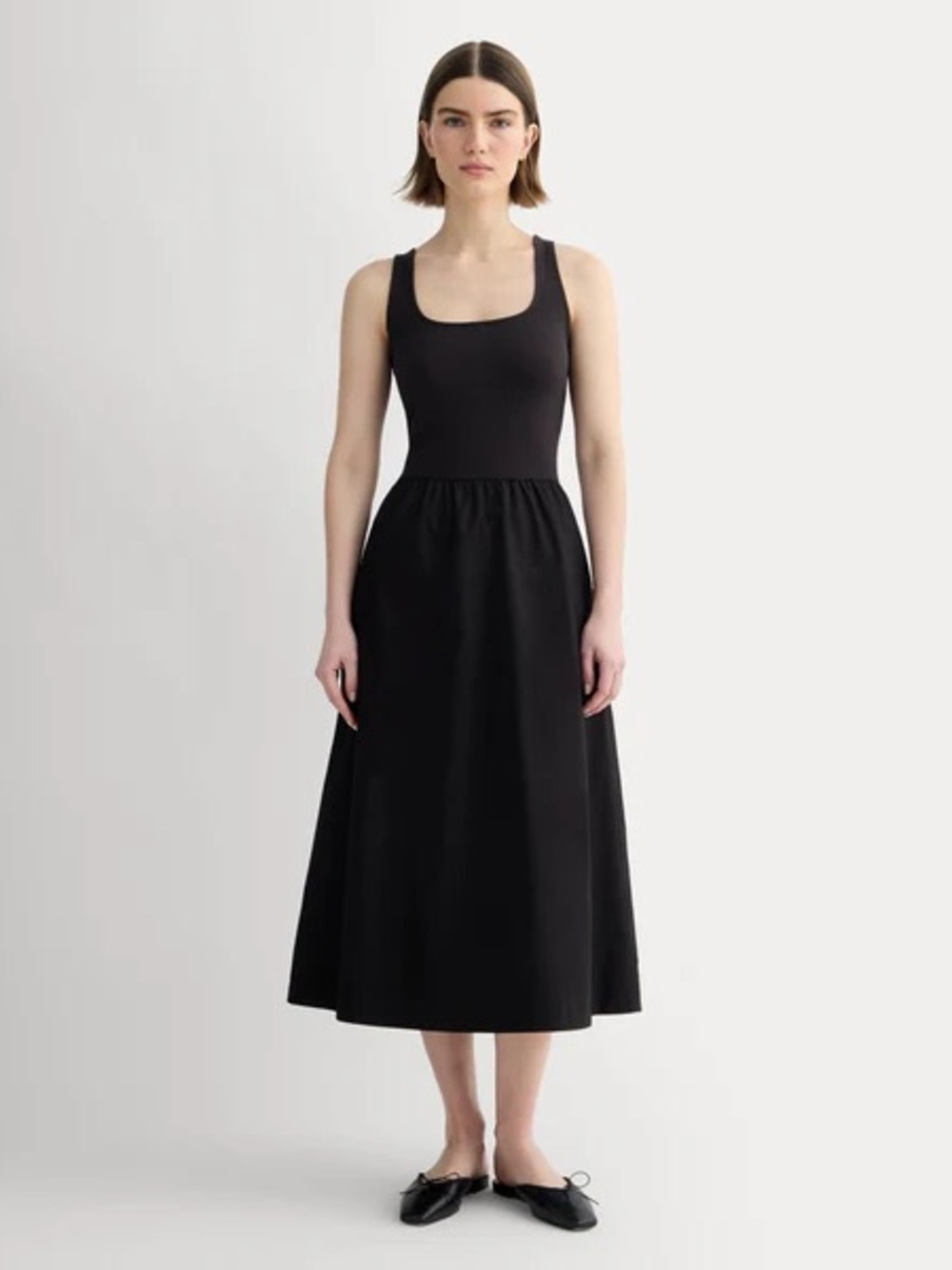 EVERLANE BLACK THE FORM RIVIERA MINIMALIST MIDI DRESS SIZE XS